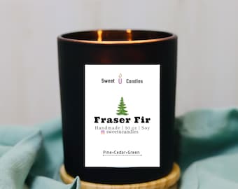 Candela Fraser Fir: 283 g (10 oz) in cera di soia sempreverde, aromaterapia invernale