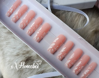 Elegant  xl xxl and xxxl press on nails I Elegant nails I wedding nails I classy long nails