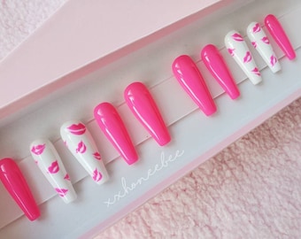 Kiss press on nails I lip nails I press on nails I Customizable style and size nails I nail kit I Valentines nails