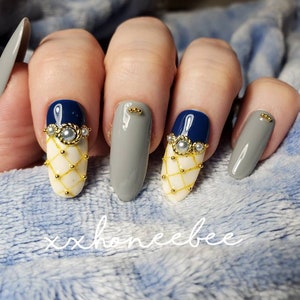 Beautiful press on nails I Faux nails I sailor nails I Classy press on nails