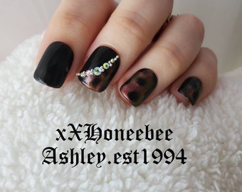 Le Chaton CATeye guépard presse sur les ongles I Appuyez sur les ongles avec kit I Appui court sur les ongles I Pression renforcée sur les ongles I Ongles courts de luxe