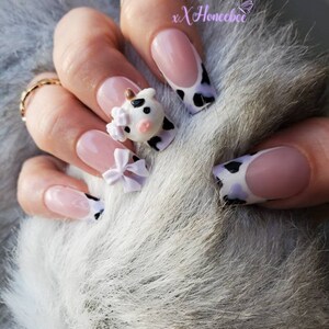 Purple cow nails I Lavender cow nails I Press on nails I cow press on nails I Customizable shape and length I cute nails I cow pattern