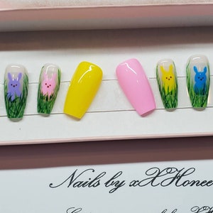 Peep nails I Spring nails I luxury nails I Easter nails I cute nails I Pastel nails I hand painted nails I Strengthened nails with prep kit