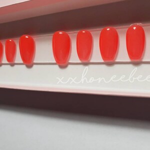 Jelly orange press on nail set I Press on nails with kit I Long press on nails I Short press on nails I Customizable nails