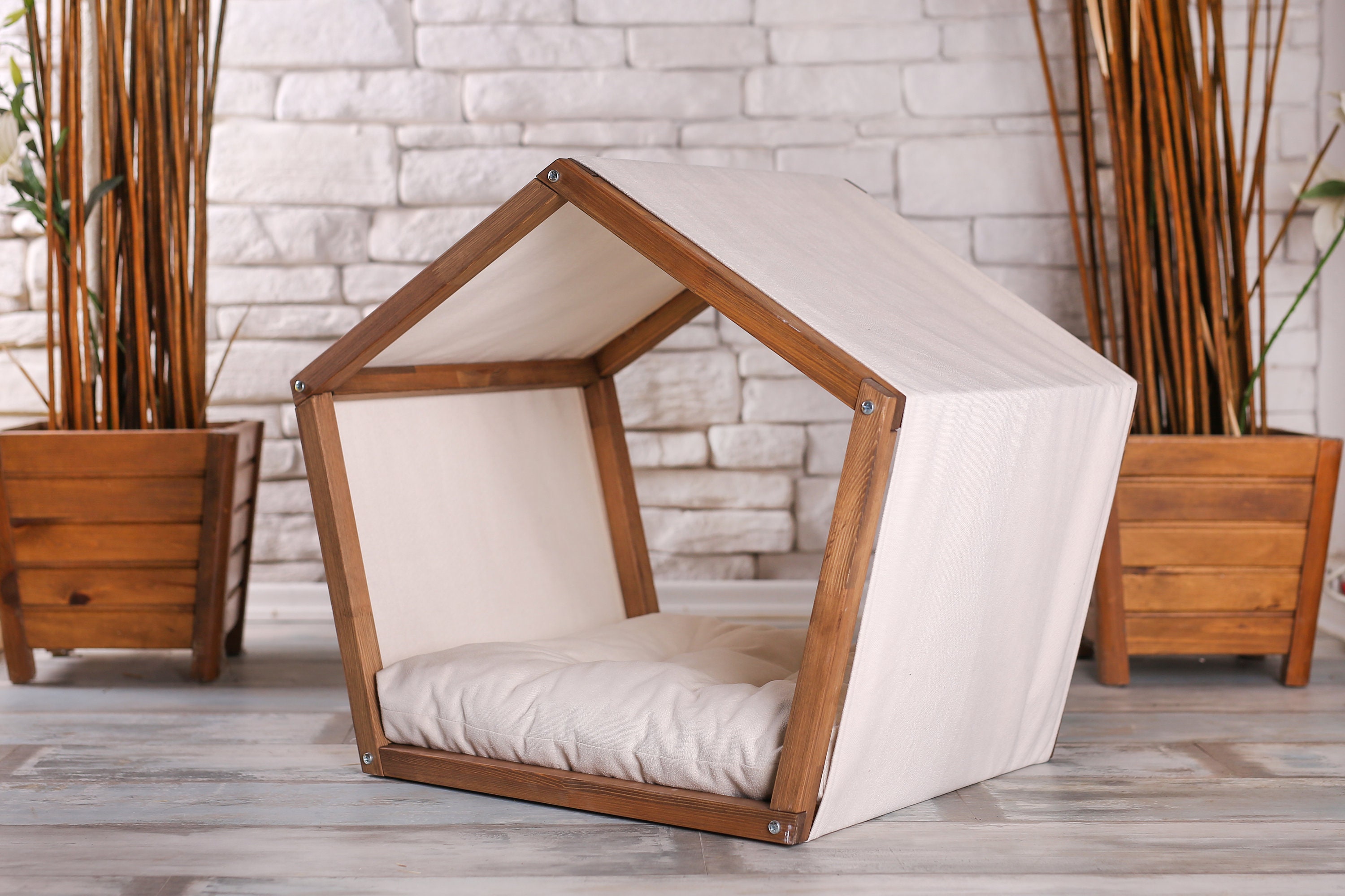 Solid Wood Dog Bed Modern Dog House Indoor Dog Bed House Dog Furniture Cat House Cat Sofa Tent Cot Wood Dog Bed Cat House Pet Furniture