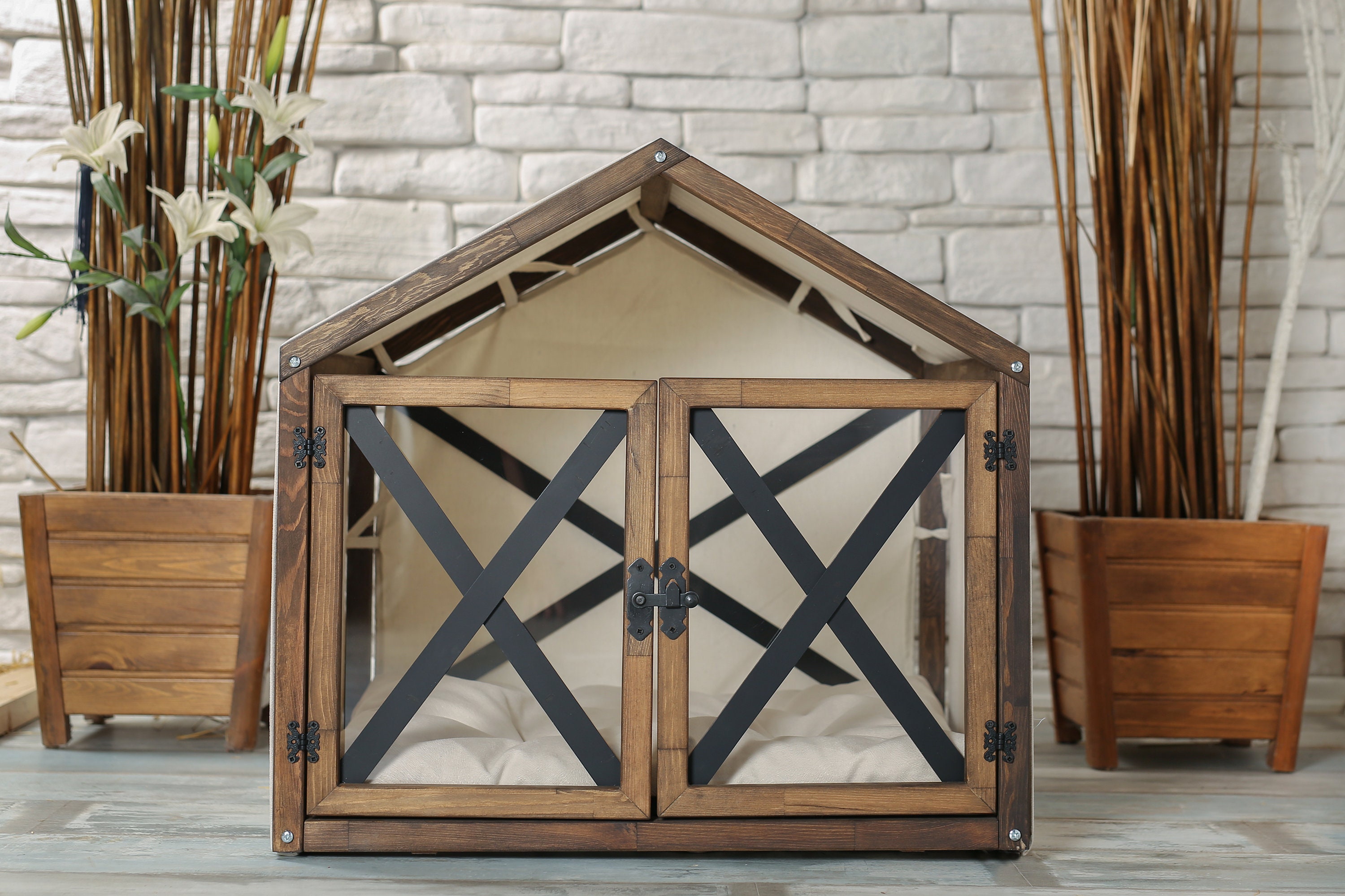 Dog Kennel Wooden Dog Crate Doors with Plexiglass Handmade Dog Etsy