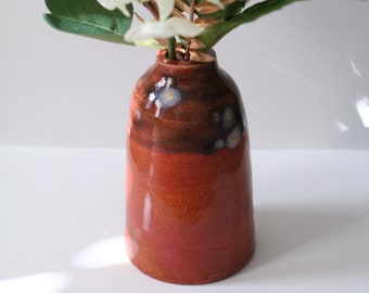 Handmade Ceramic Bud Vase-Burnt Orange 2