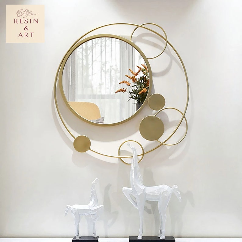 Wall Mounted Design Gold Bubble Mirror Style Art Decorative Etsy