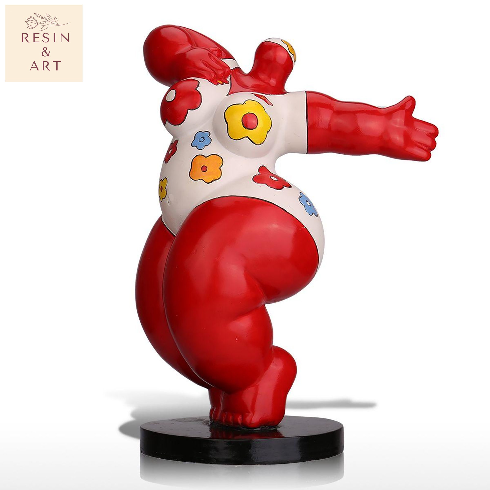 Dancing Red Fat Woman Figurine
