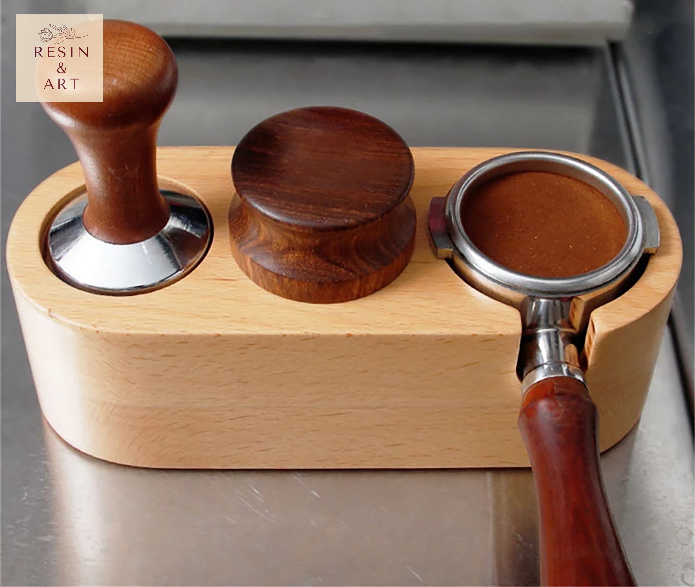 Wooden Espresso Tamper Holder Coffee Distributor Base For Kitchen, Bar, 新着
