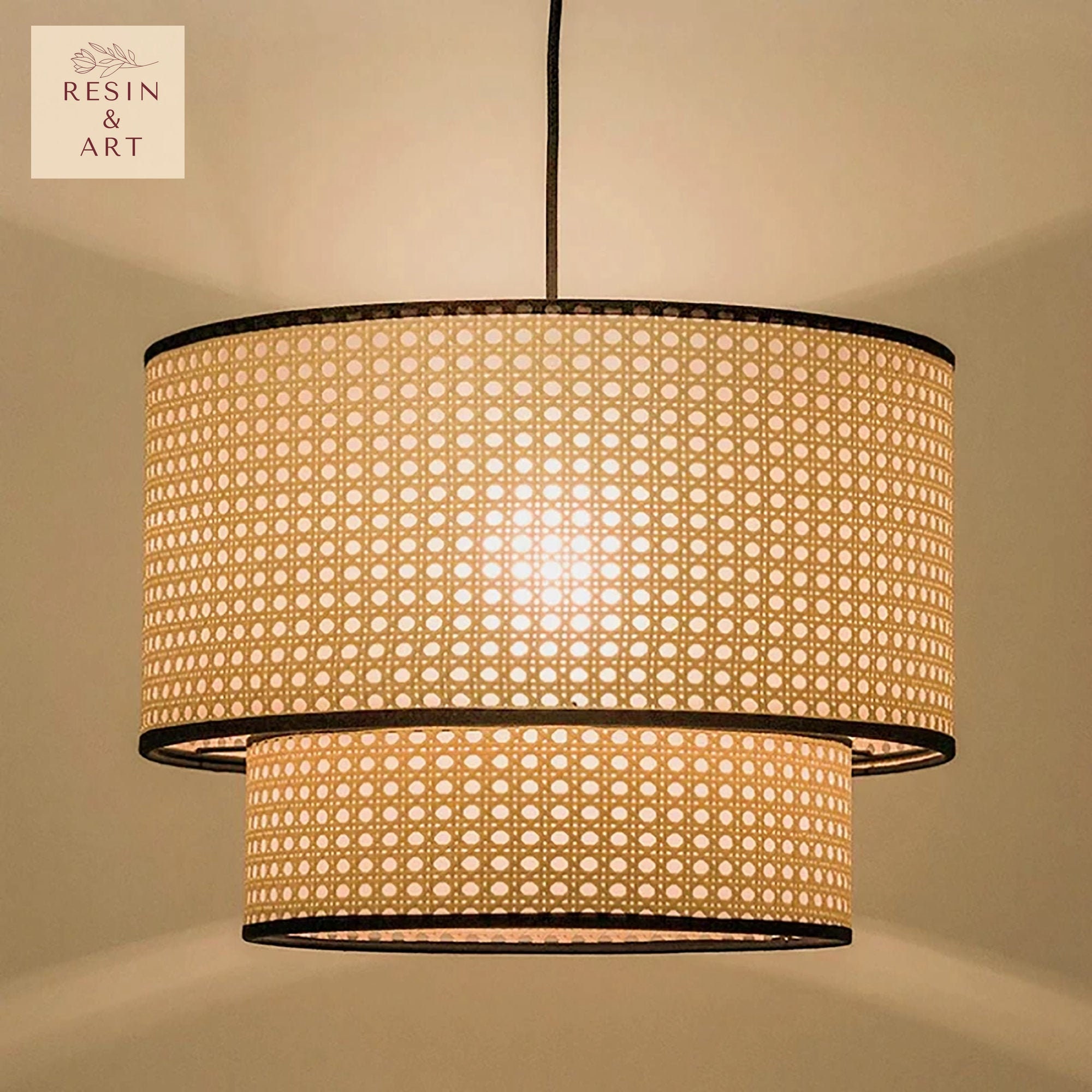 Natural & Black Rattan Pendant Light Fixtures Art Chandelier Etsy Ireland