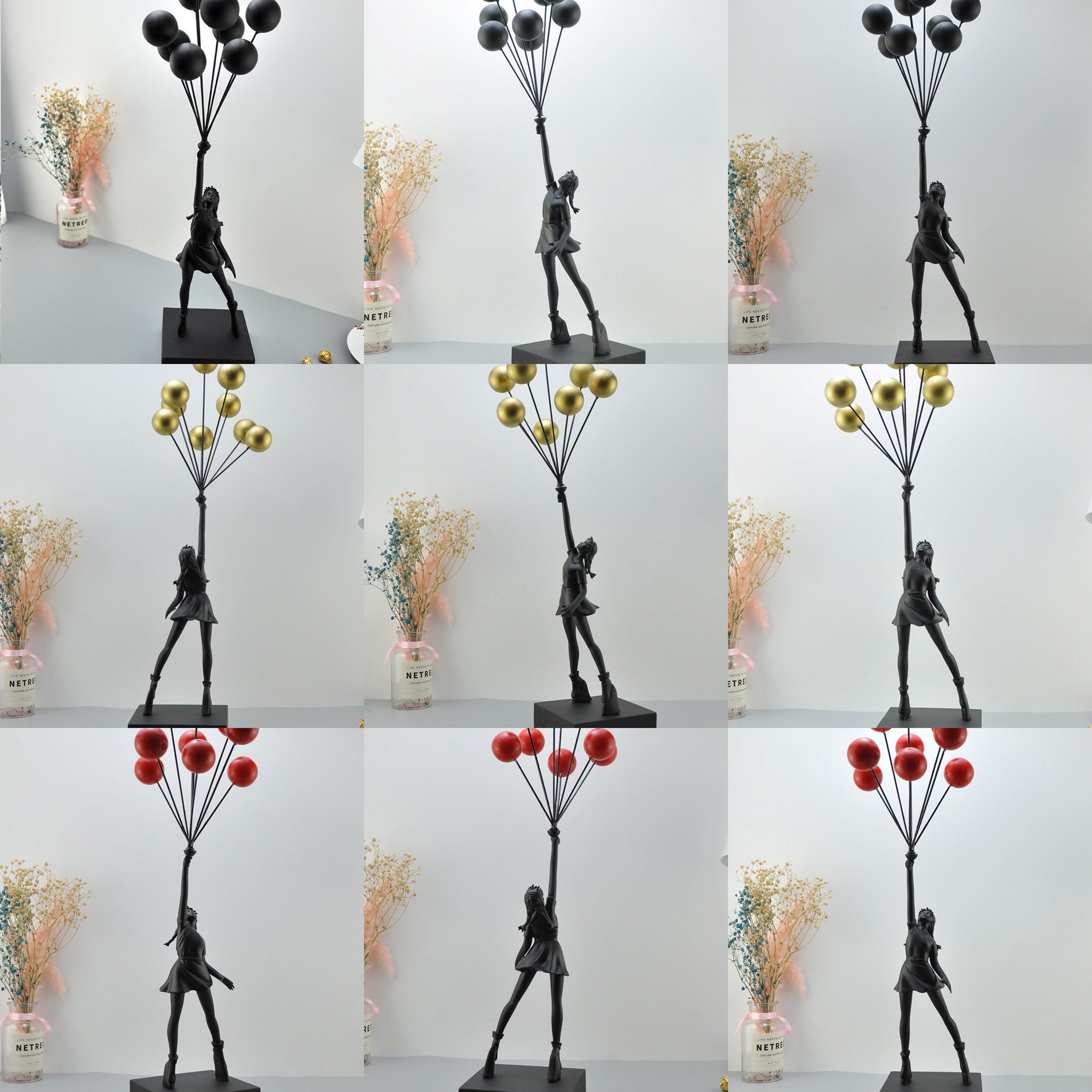 Balloon Girl Statue Resin Multicolored Red White Resin Etsy UK