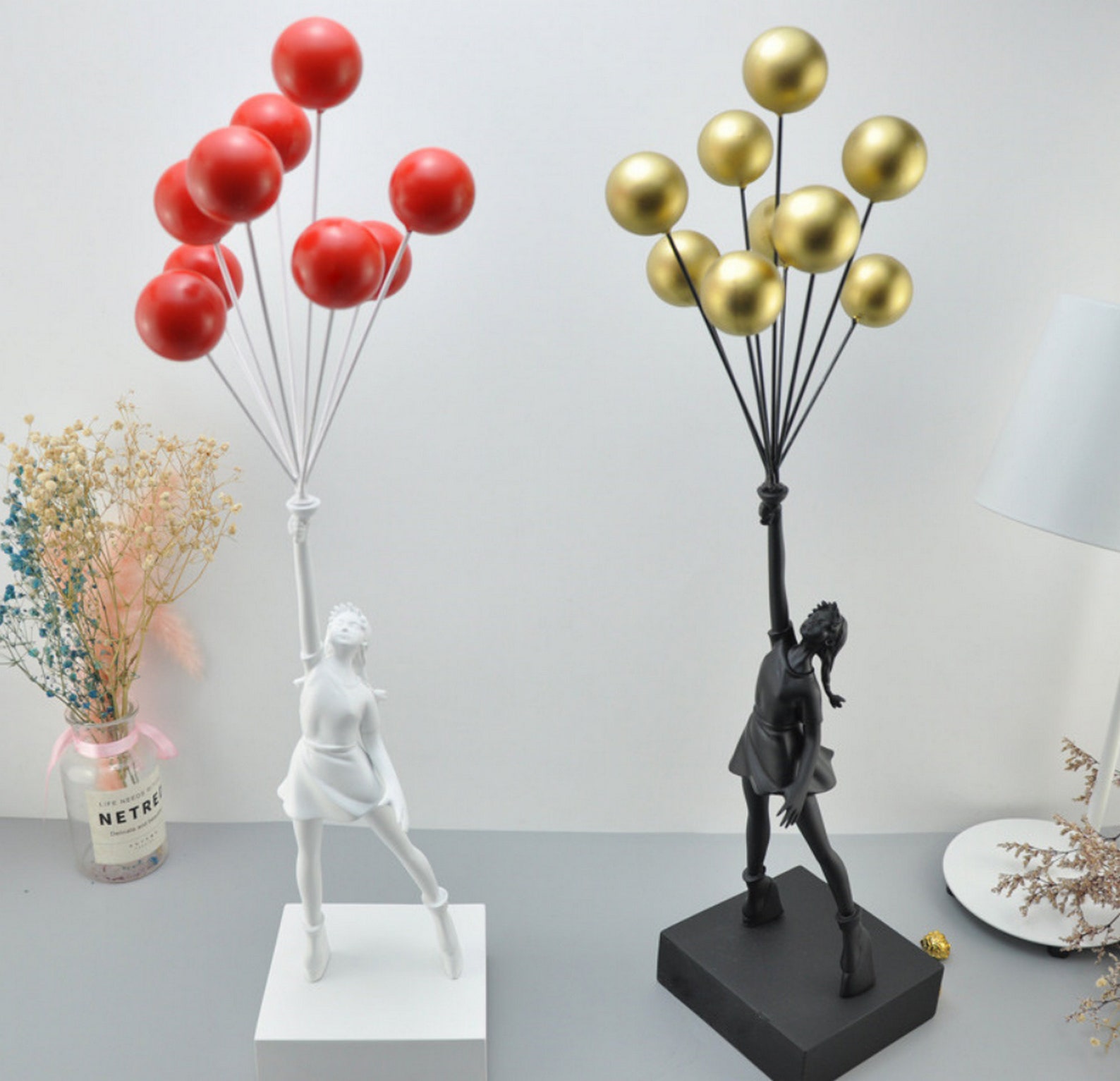 Balloon Girl Statue Resin Multicolored Red White Resin Etsy UK