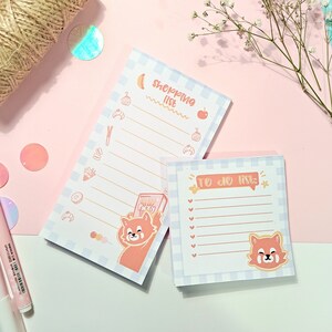 Red panda memo pad/ handmade desk pad, eco-friendly note pad, cute red panda desk planner stationery
