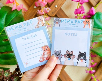 Blocs de notas Kawaii Cats // notas de gatitos lindos, bloc de escritorio hecho a mano