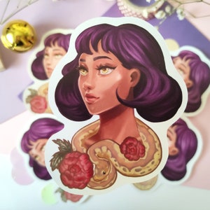 Witchy Woman & Snake Sticker / Snake Sticker, Beautiful Sticker, Magic Woman Sticker