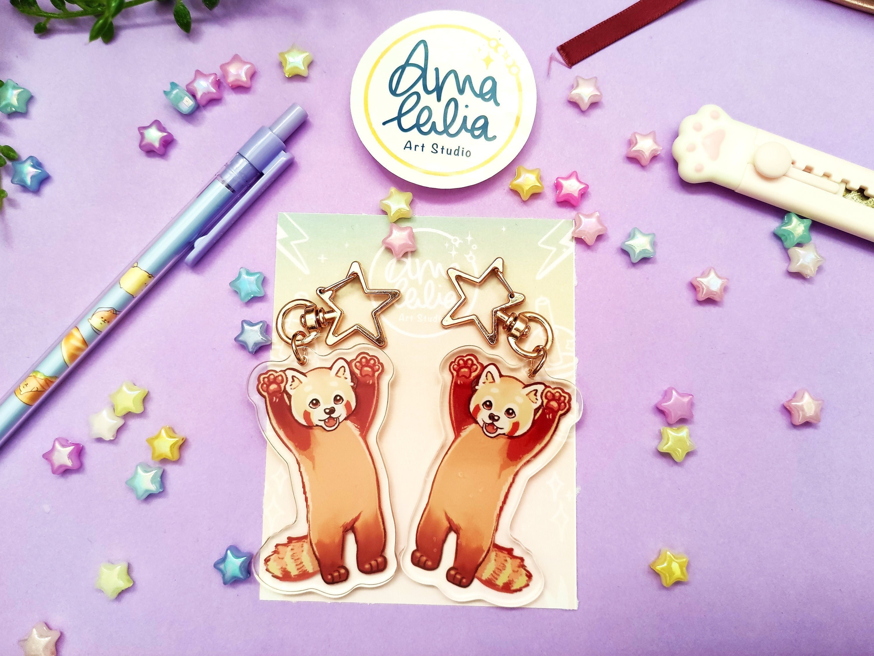 Red Panda Acrylic Keychain // Llavero del teléfono móvil, Lindo llavero