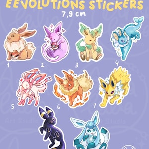 PKMN Eeveelutions  Stickers // Kawaii Anime Sticker