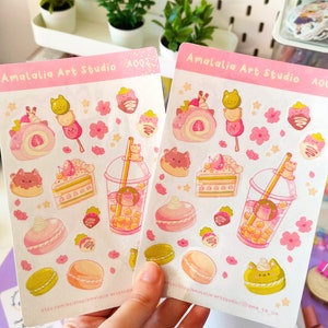Hoja De Pegatinas De Fresa, Pegatinas De Diario, Hoja De Pegatinas Sakura, Pegatinas Decorativas, Pegatinas De Vinilo, Scrapbooking