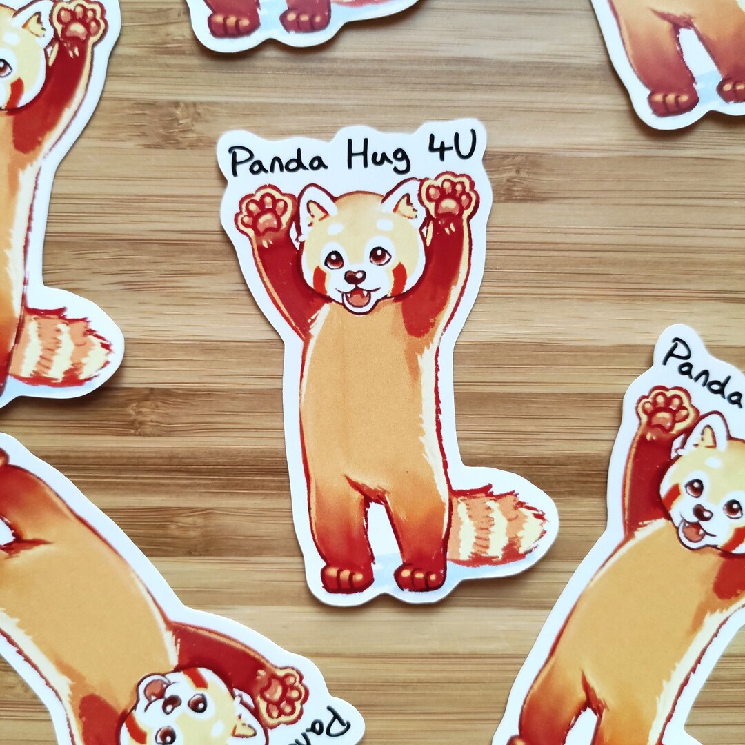 Red Panda Sticker / Cute Sticker, Shinny Sticker, Hug Red Panda - Etsy