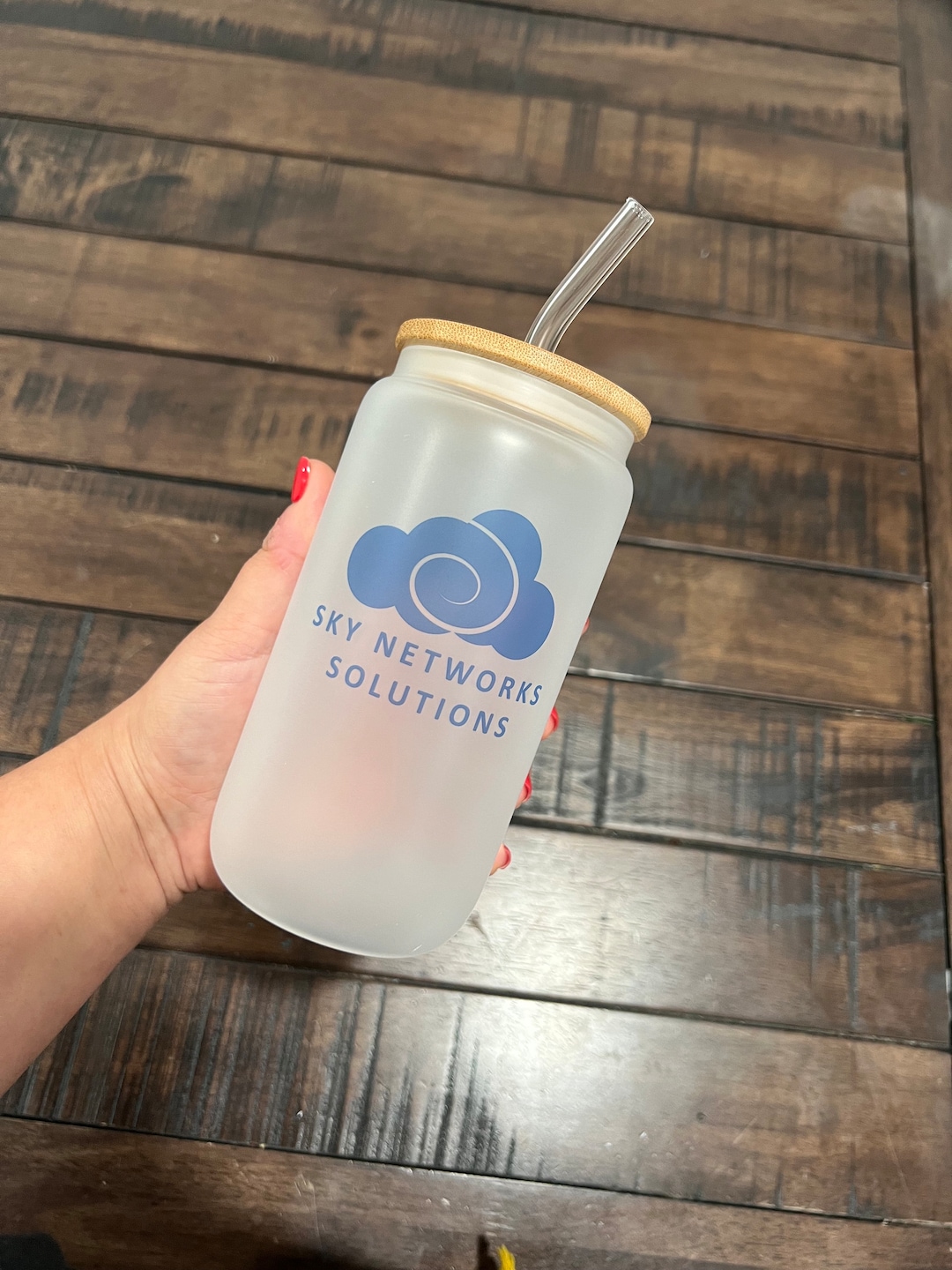 Personalized Iced Coffee Cup Glass Can Soda Cup With Lid and Straw With Your Company Logo Gift