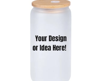 Personalized Frosted Glass Iced Coffee Cup: Custom Logo, Branded Drinkware
