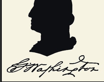 George Washington Silhouette And Signature SVG Pdf Png Colonial Patriotic President