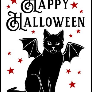 Happy Halloween Cat Bat Wings SVG