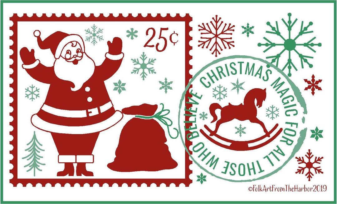 Timbre rétro du Père Noël SVG - Etsy France