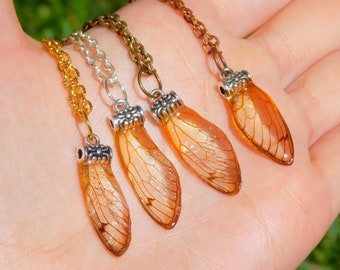 Cicada Wing Resin Necklace, Ethically Sourced Insect Jewelry