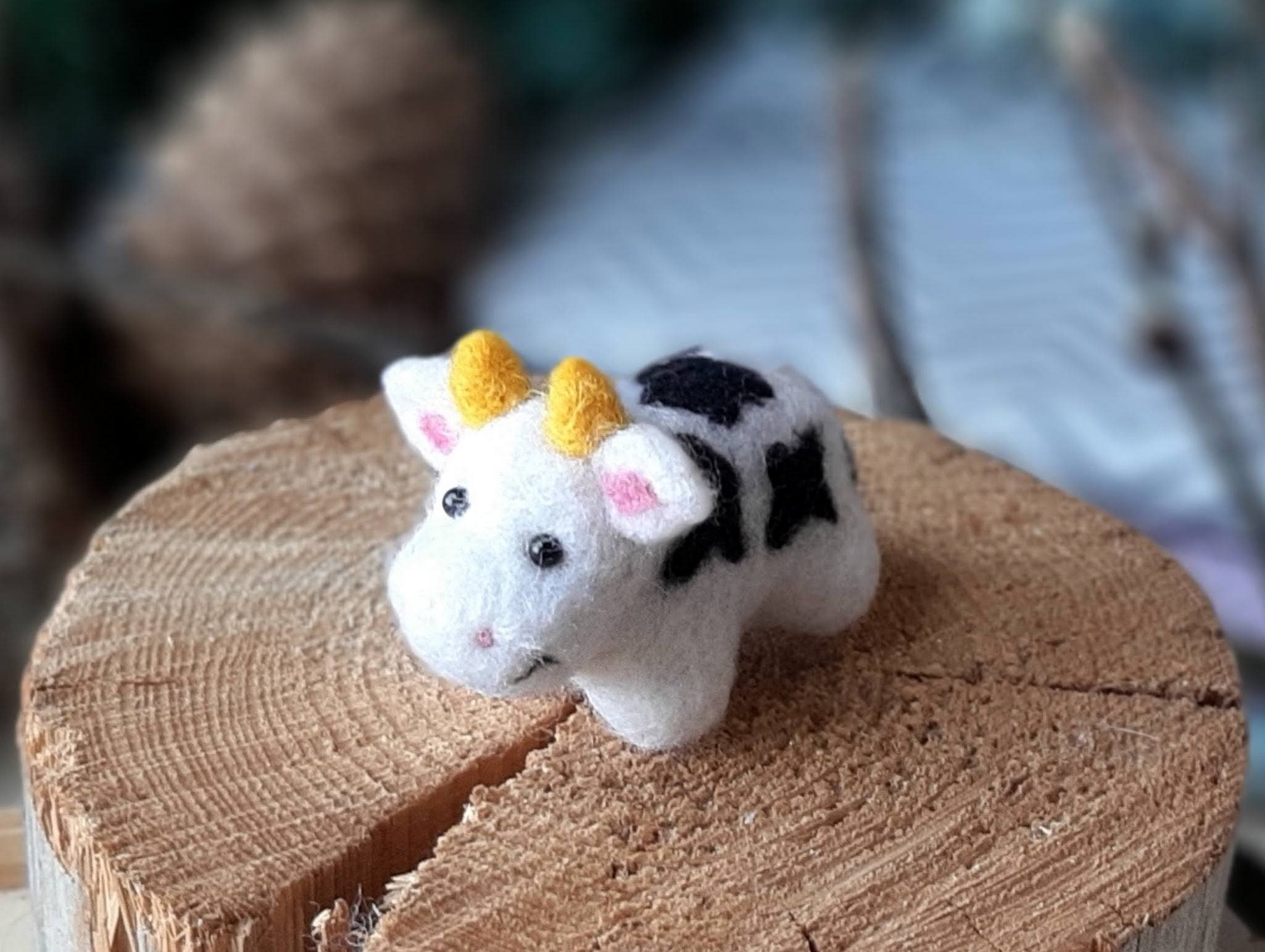 Needle felt COW ornament Strawberry cow Needle felted animals Etsy