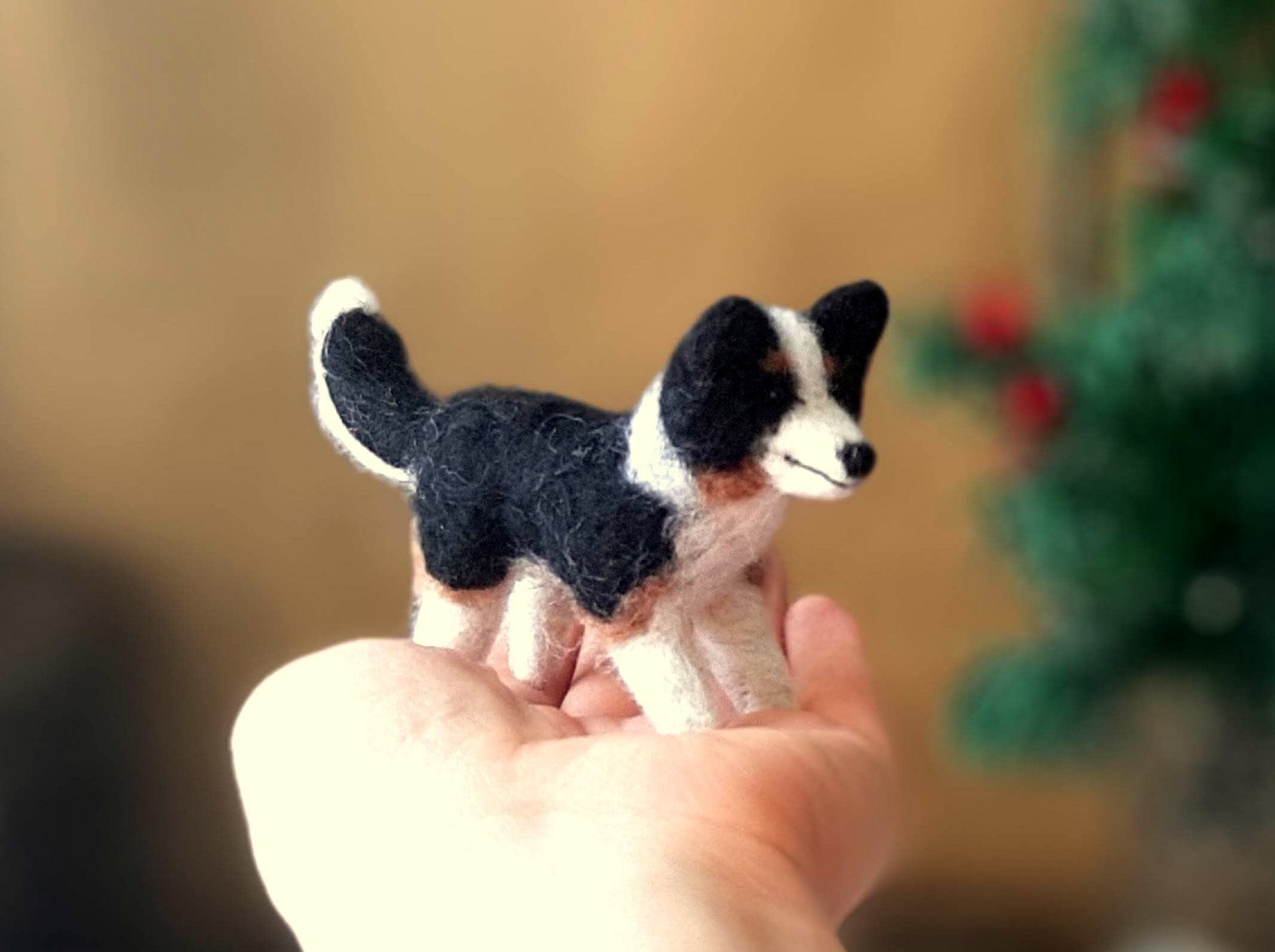 BORDER COLLIE needle felt dog portrait felt ornament Miniature Etsy
