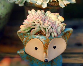 Fox planter/ Adorable Ceramic flower pot/ succulent planter/  Cactus Planters/ Outdoor Indoor Decoration/ Birthday Gift/ Mother's Day Gift