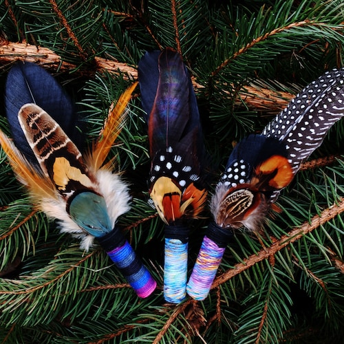 Handmade Shamanic Feather Smudge Fan — Goose, Pheasant, Guinea Fowl & Rooster Feathers with Bamboo | Custom Options, Ceremonial Gift