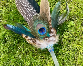 Selenite Smudge Feather Fan | Shaman Gift | Spiritual Ceremonial Smudge Prayer