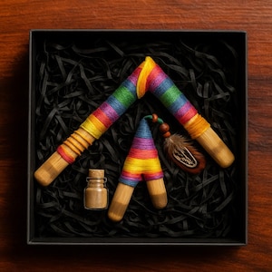 Aangepaste Kuripe en Tepi-set: handgemaakte sjamanistische rapé-applicators | Meerdere kleuren, veren, kristalopties | Verpakt als cadeau