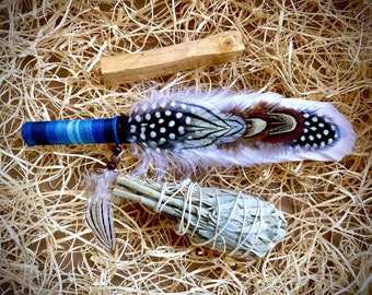 Smudging kit | Angel wing With palo santo and white sage| Shaman Gift | Spiritual Ceremonial Smudge