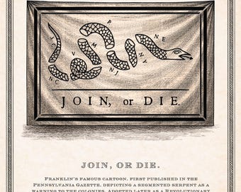 Join or Die & Unite or Die Prints | Founding Unity Flags Set | Revolutionary War Engraving Pair | Historical Wall Art