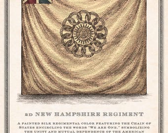 Marquis de Lafayette Flag Print | Revolutionary War Flag Art | 18th Century Copperplate Engraving | Historical Wall Decor