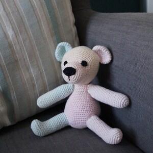 Theo the teddy bear, colorful cuddly toy, crocheted toy, handmade cotton doll, amigurumi, gift child, birthday,