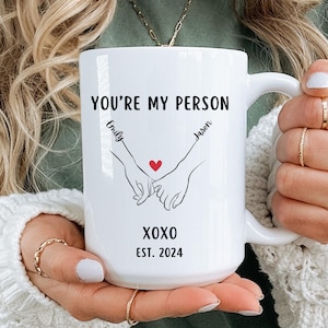 Personalized Couples Coffee Mug, Custom You&#39;re my person Valentine&#39;s Day Gift for Her Him Boyfriend Girlfriend Wife Husband, Custom Name Mug