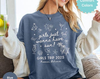 Custom Girls Trip Shirts, Comfort Colors Girls' Weekend T-Shirt, Beach Vacation Tee, Girls Just Wanna Have Sun Tee, Summer Trip Tee