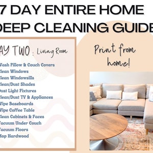 Whole House Deep Cleaning Guide / Printable Home Cleaning Checklist / 7 Day Guide / One Week Cleaning Planner