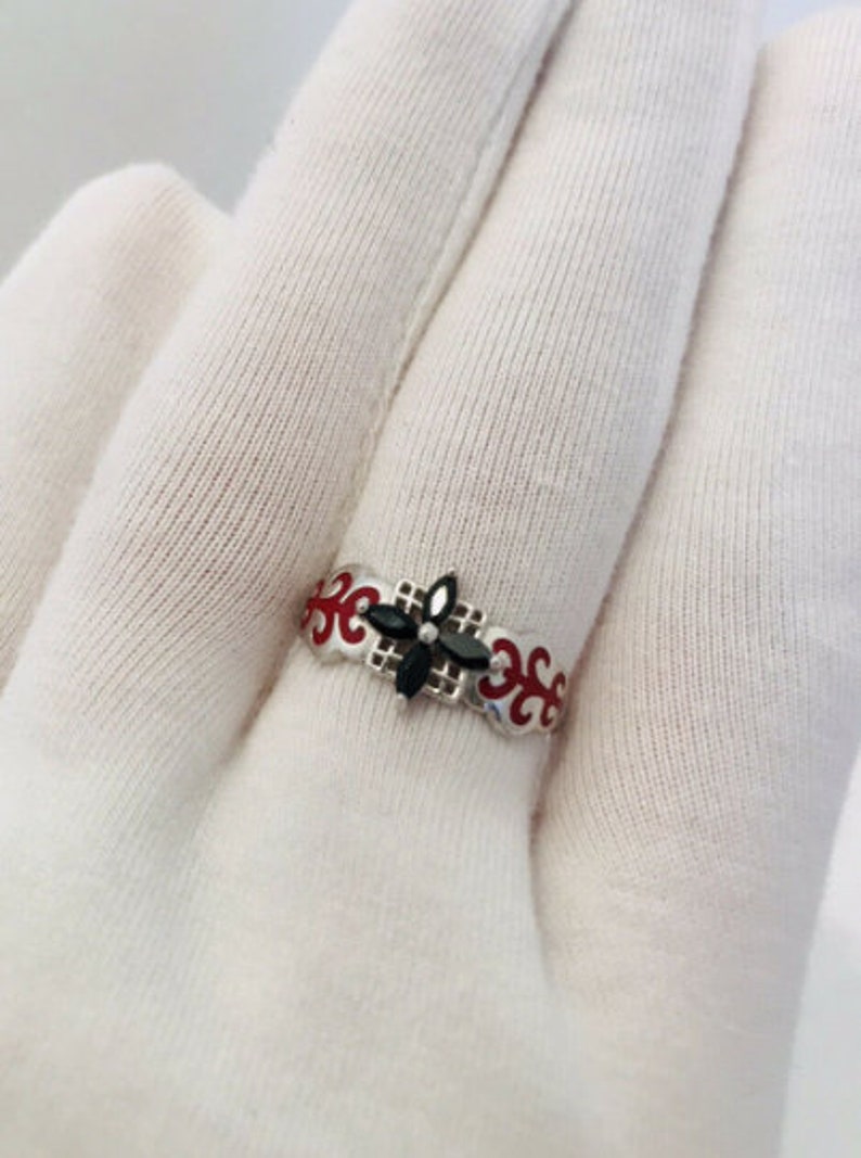 Branch Twig Four Leaf CZ Silver 925 Ring