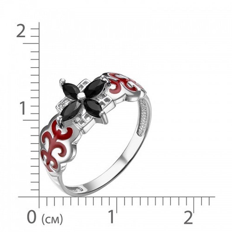 Branch Twig Four Leaf CZ Silver 925 Ring