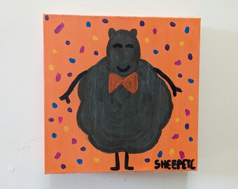Sheep Painting Cute Colorful Orange Acrylic