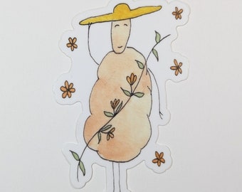 Adesivo de ovelha de jardinagem de flores aconchegante adorável