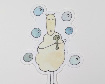 Adesivo de ovelha bolha desenho animado aconchegante