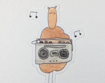 Adesivo de ovelha de rádio desenho animado aconchegante