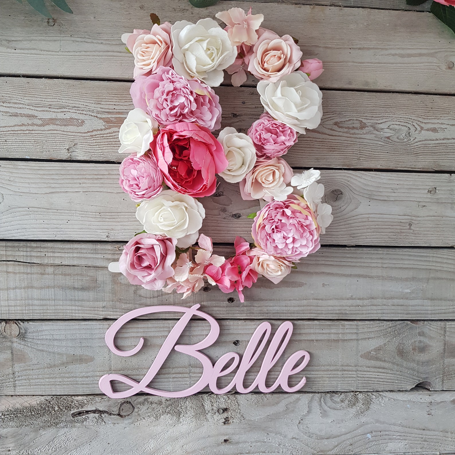 Flower Letter Name Floral Garland Floral Initial Etsy